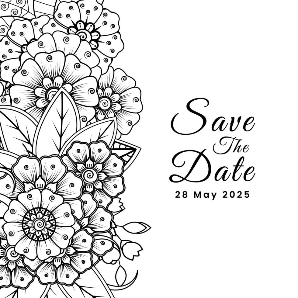 Floral Background with mehndi flower. Decorative ornament in ethnic oriental style. Coloring book. vector