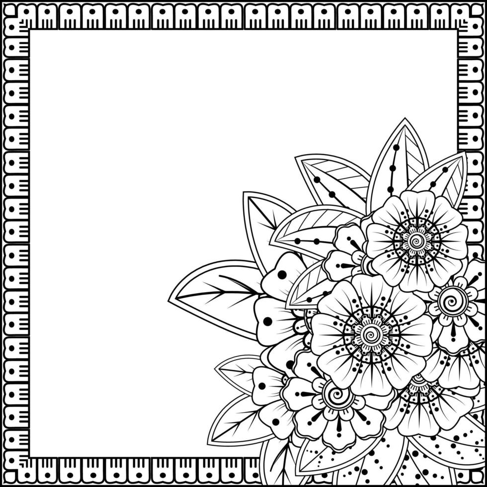 Floral Background with mehndi flower. Decorative ornament in ethnic oriental style. Coloring book. vector