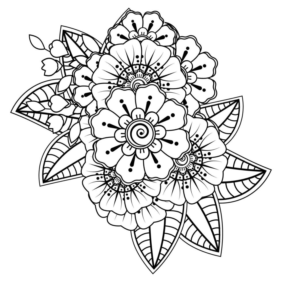 fondo floral con flor mehndi. ornamento decorativo en estilo étnico oriental. libro de colorear. vector