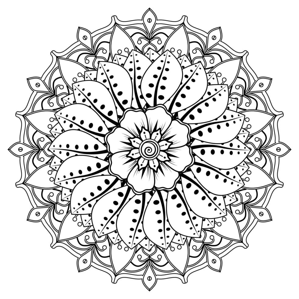 fondo floral con flor mehndi. ornamento decorativo en estilo étnico oriental. libro de colorear. vector