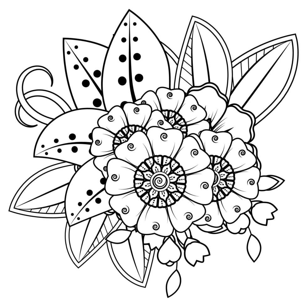 Floral Background with mehndi flower. Decorative ornament in ethnic oriental style. Coloring book. vector