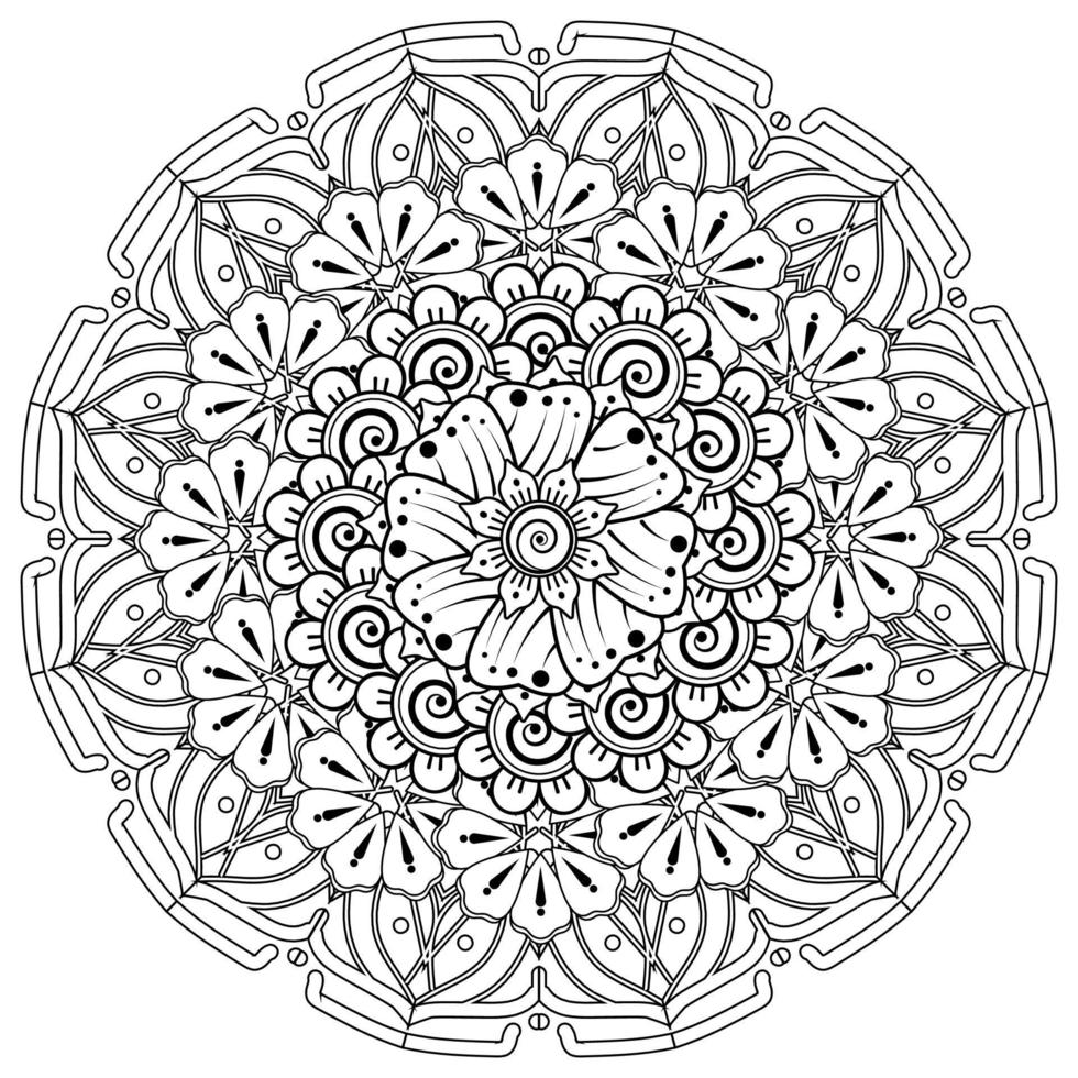 flor mehndi para henna, mehndi, tatuaje, decoración. ornamento decorativo en estilo étnico oriental. vector