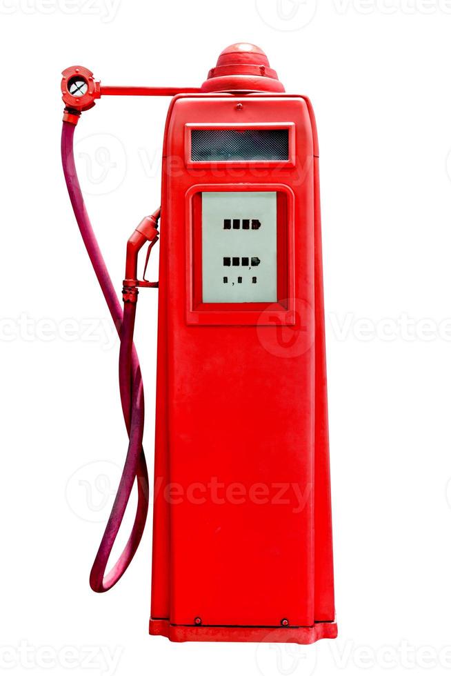 retro red petrol gasoline pump isolated in white background,clipping path photo