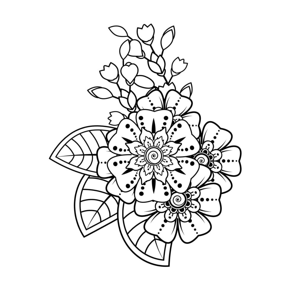 Floral Background with mehndi flower. Decorative ornament in ethnic oriental style. Coloring book. vector