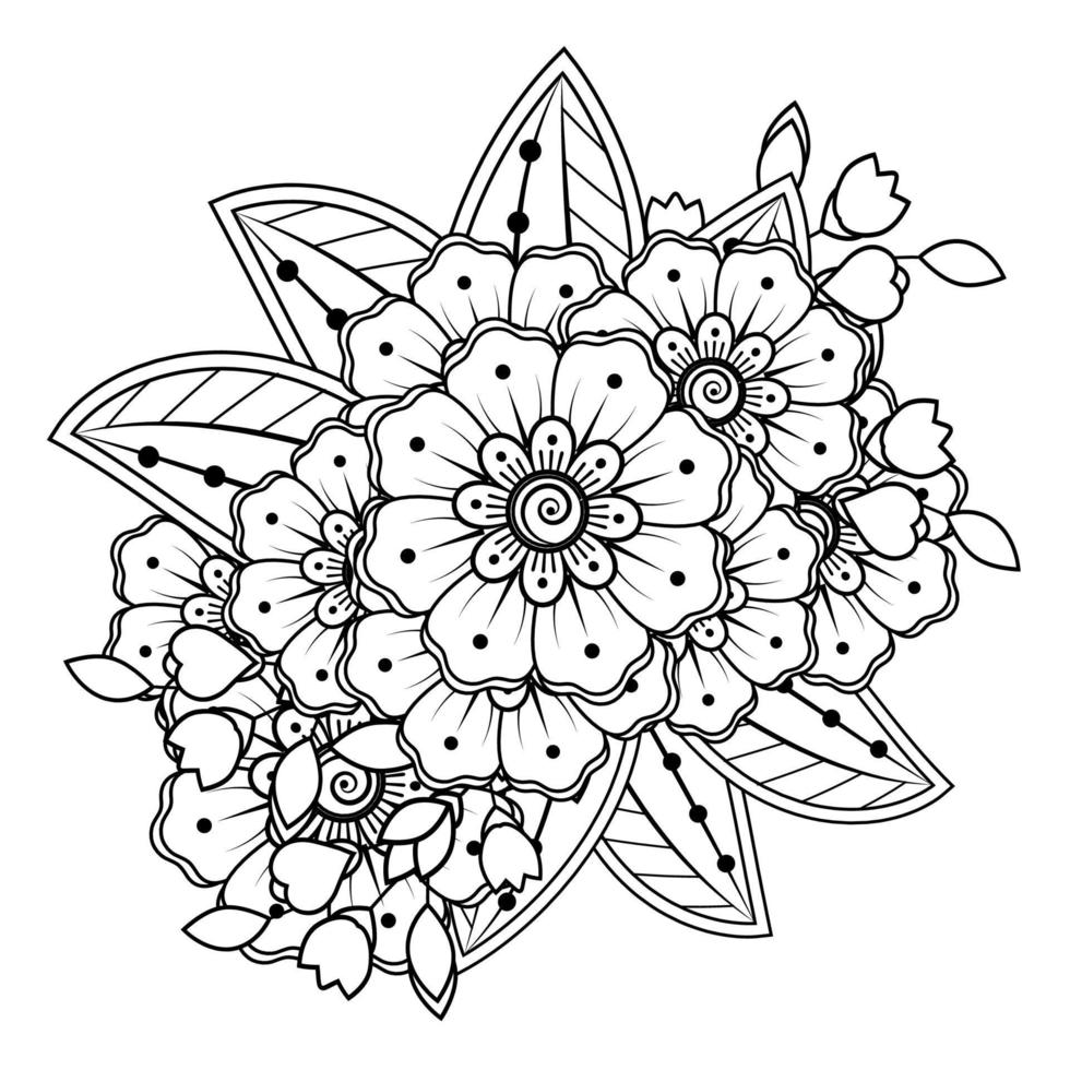 Floral Background with mehndi flower. Decorative ornament in ethnic oriental style. Coloring book. vector