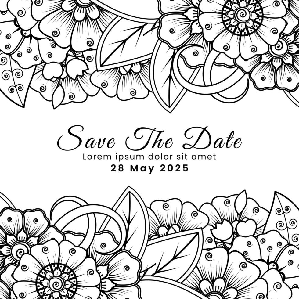 Floral Background with mehndi flower. Decorative ornament in ethnic oriental style. Coloring book. vector