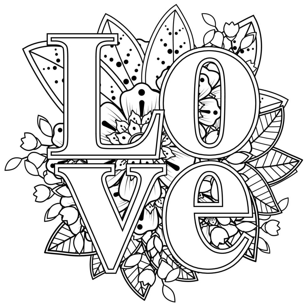 Floral Background with mehndi flower. Decorative ornament in ethnic oriental style. Coloring book. vector