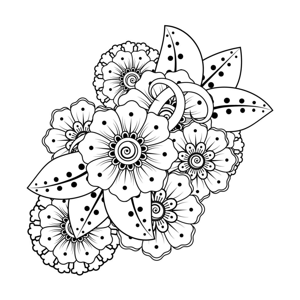 fondo floral con flor mehndi. ornamento decorativo en estilo étnico oriental. libro de colorear. vector