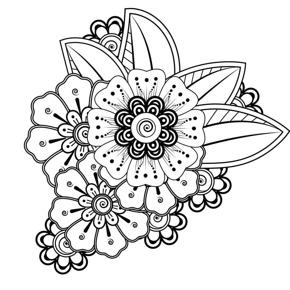 Floral Background with mehndi flower. Decorative ornament in ethnic oriental style. Coloring book. vector