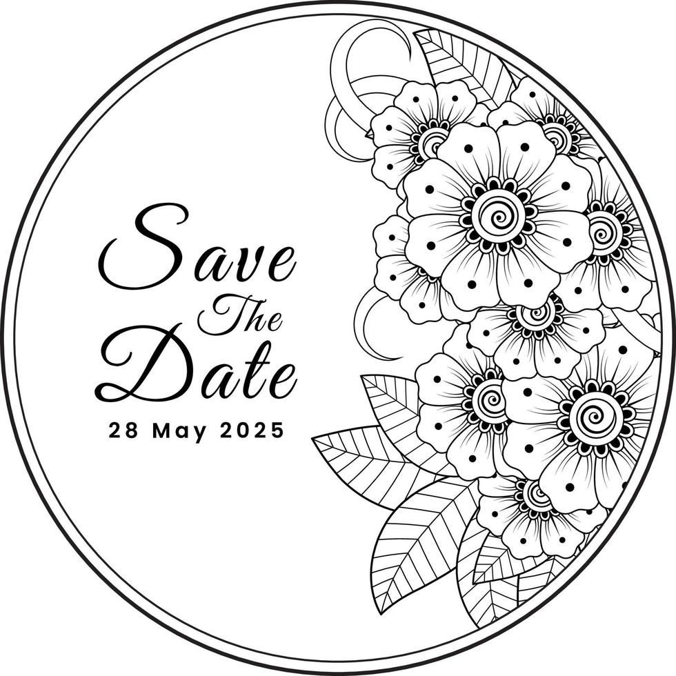 Floral Background with mehndi flower. Decorative ornament in ethnic oriental style. Coloring book. vector