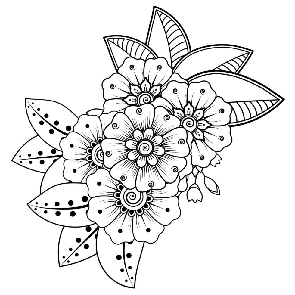 fondo floral con flor mehndi. ornamento decorativo en estilo étnico oriental. libro de colorear. vector