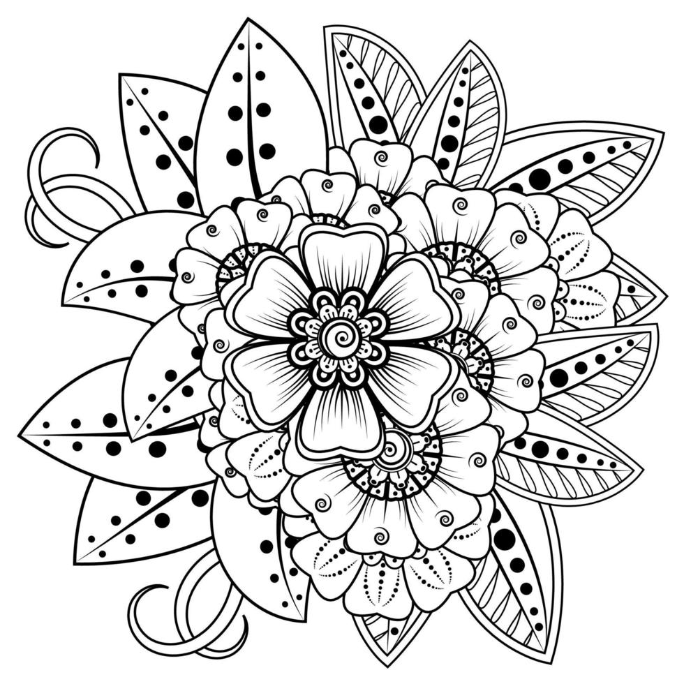 fondo floral con flor mehndi. ornamento decorativo en estilo étnico oriental. libro de colorear. vector