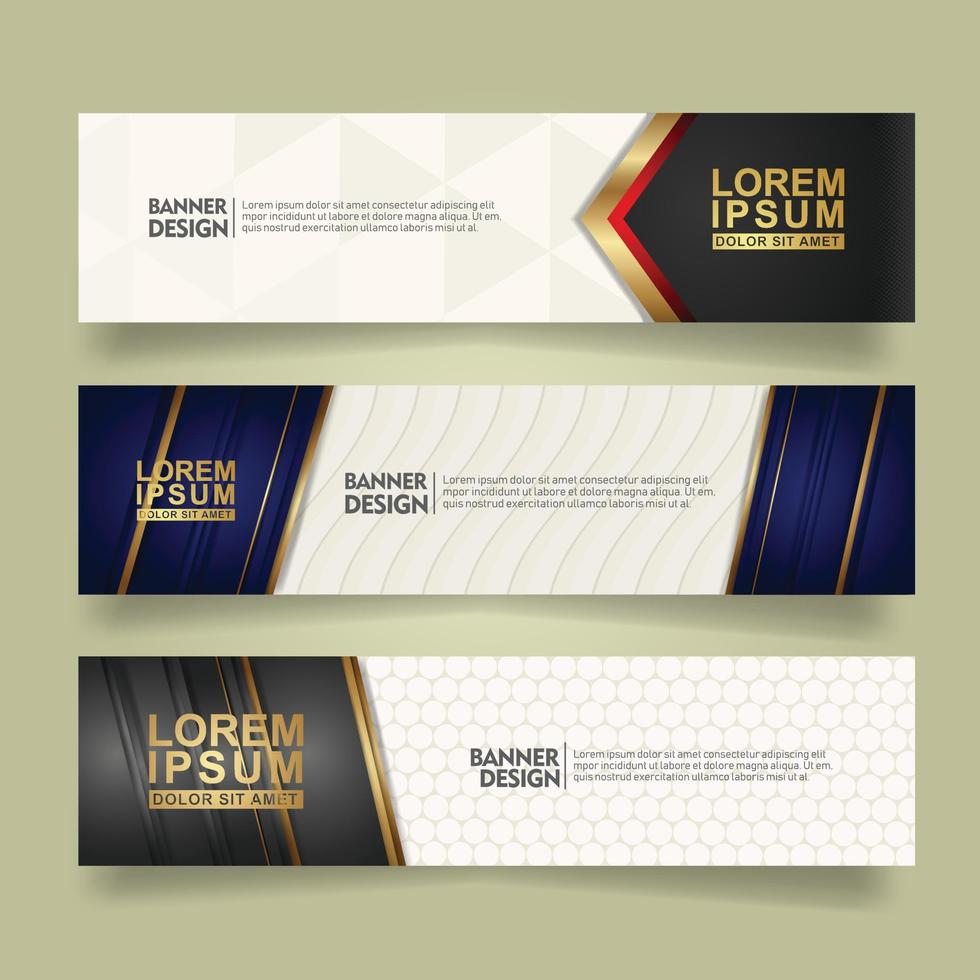 set abstract banner template design with luxury and elegant lines shape ornate on modern pattern background vector