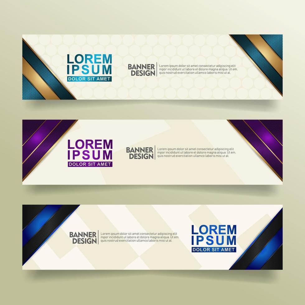 set abstract banner template design with flow line shape ornate on modern pattern background vector