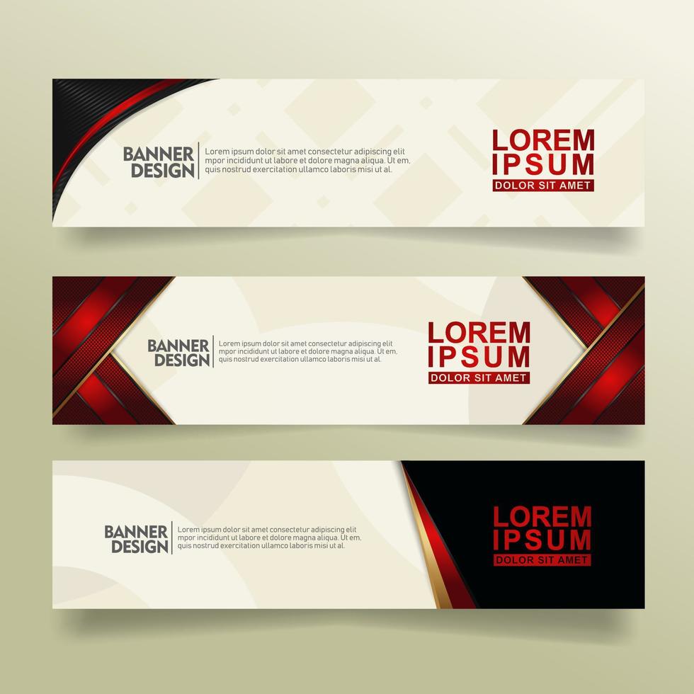 set abstract banner template design with flow line shape ornate on modern pattern background vector