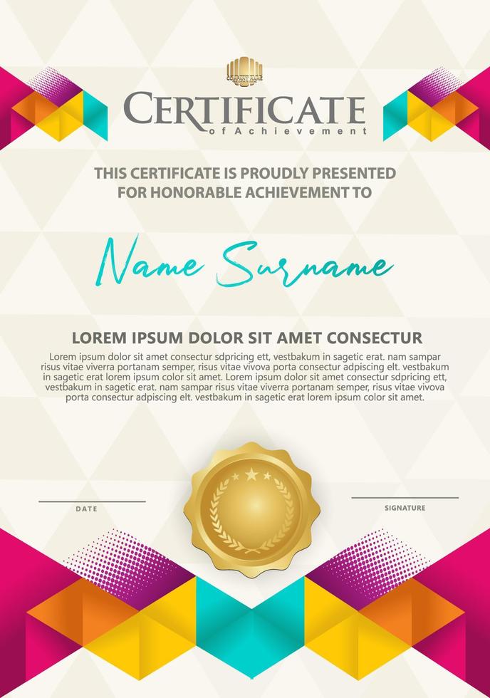 Certificate template with texture modern pattern background, vector