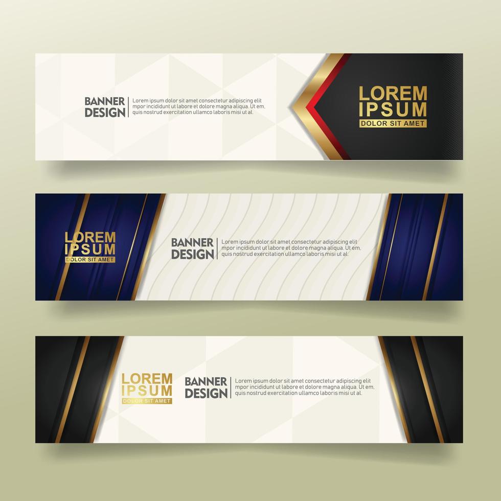 set abstract banner template design with luxury and elegant lines shape ornate on modern pattern background vector