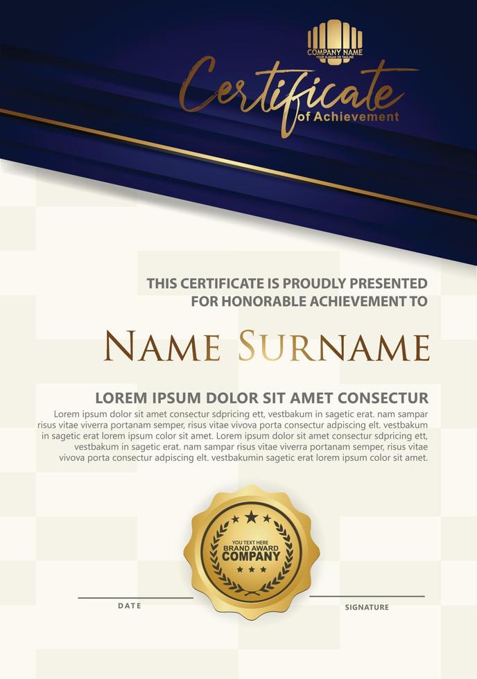 Luxury modern certificate template with flow lines effect ornament on texture pattern background, vector illustration