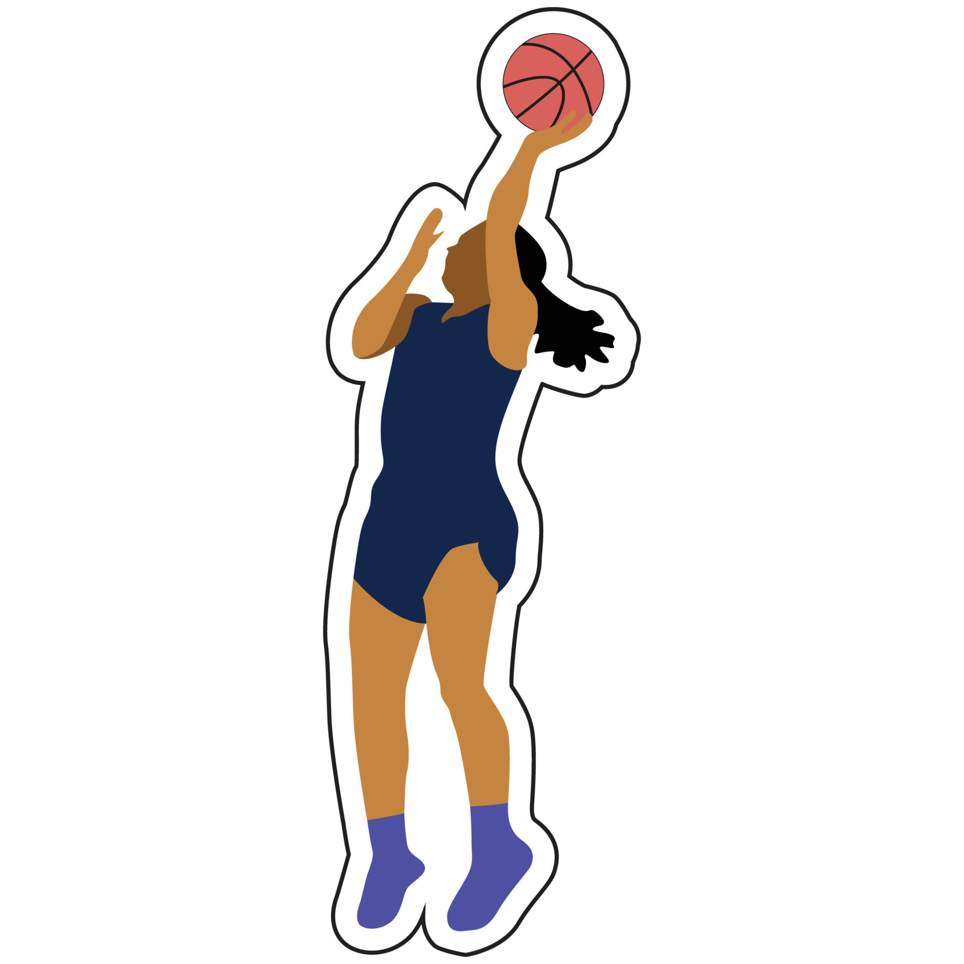 illustration sticker, basketball girl pose jump throw ball 10726328