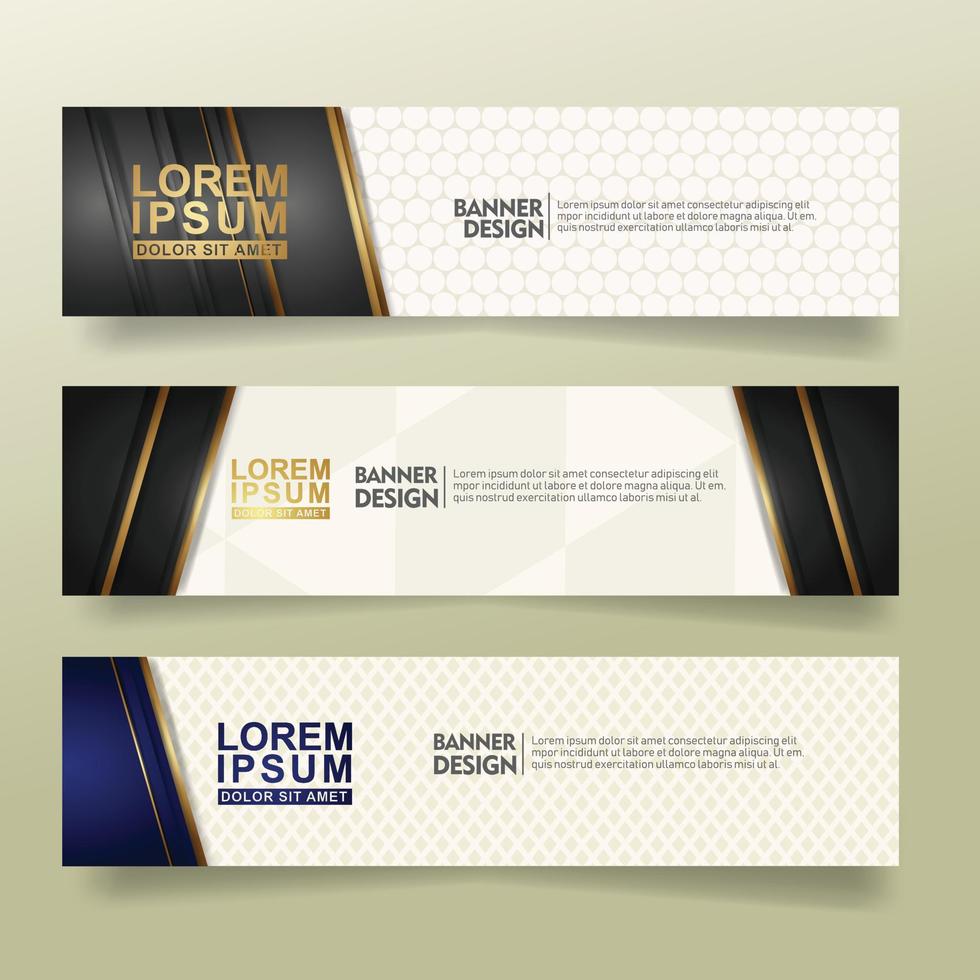 set abstract banner template design with luxury and elegant lines shape ornate on modern pattern background vector