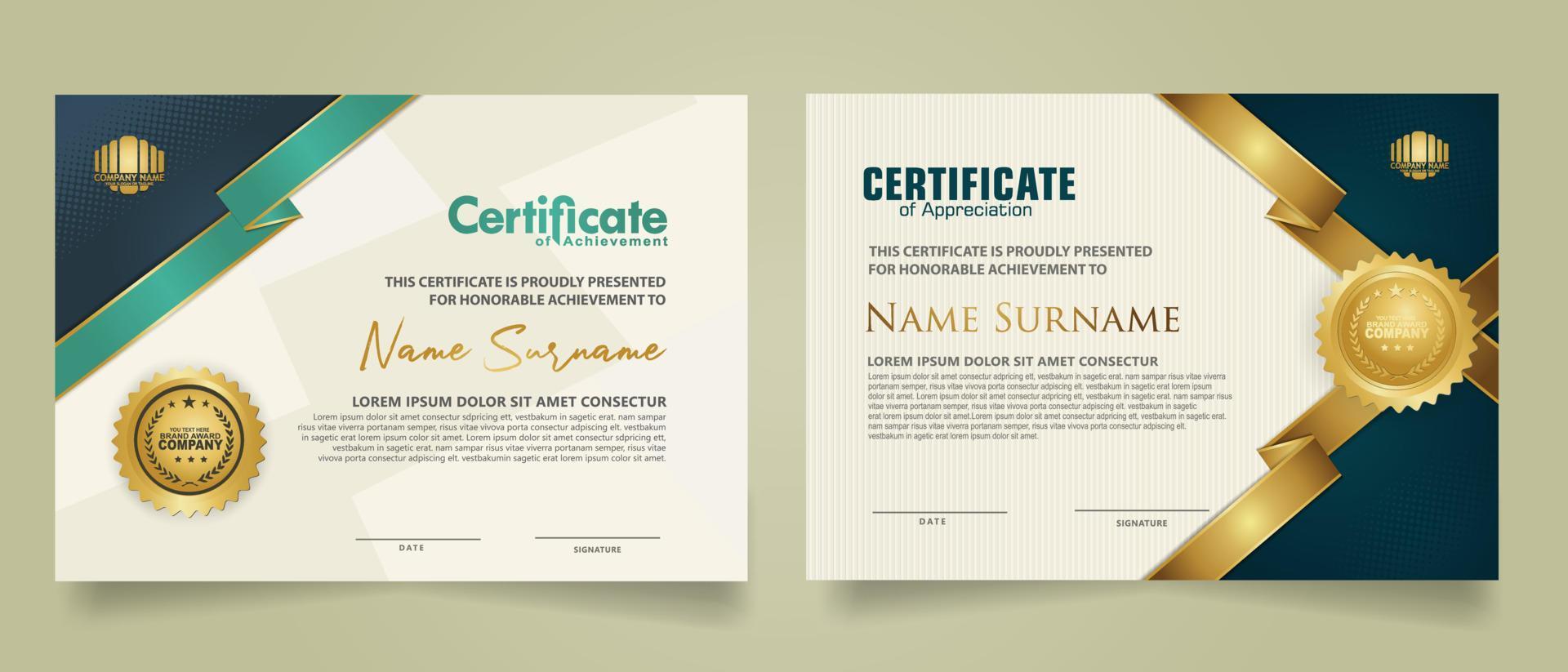 set certificate template with ribbon stripes ornament and modern texture pattern background. Diploma. Vector illustration