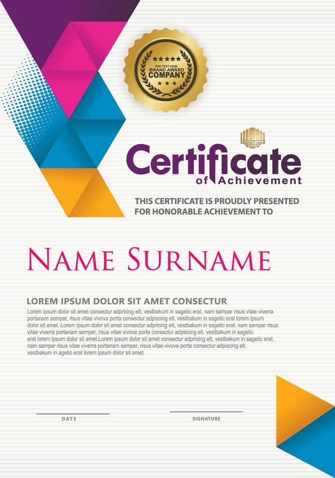 Certificate template with texture modern pattern background, vector