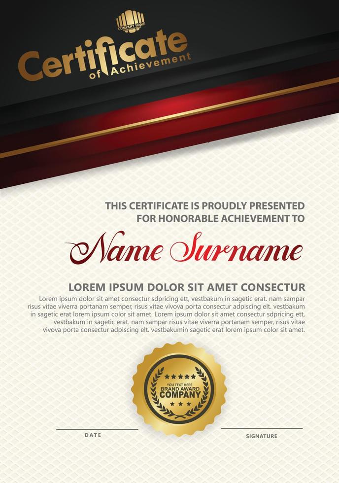 Luxury modern certificate template with flow lines effect ornament on texture pattern background, vector illustration