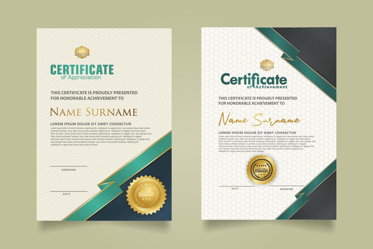 set certificate template with ribbon stripes ornament and modern texture pattern background. Diploma. Vector illustration