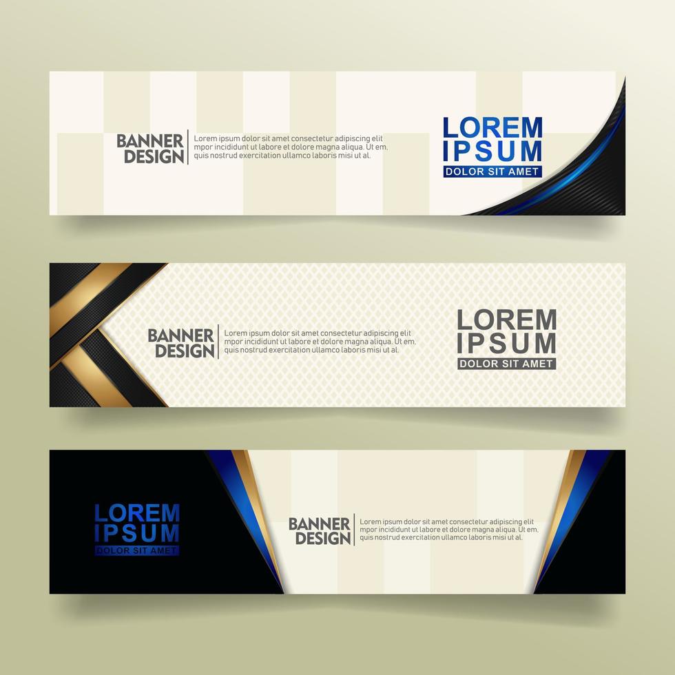 set abstract banner template design with flow line shape ornate on modern pattern background vector