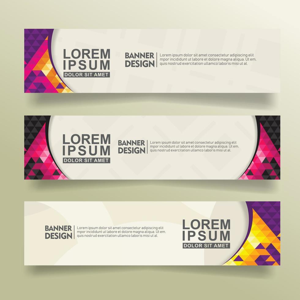 set abstract banner template design with triangle geometric polygonal style vector illustration