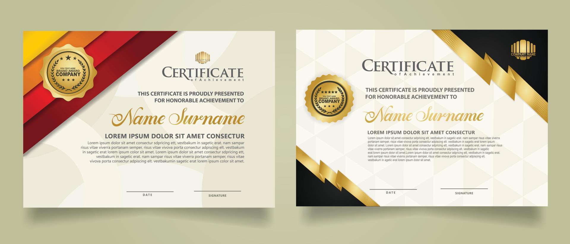 set certificate template with stripes ornament and modern texture pattern background. Diploma. Vector illustration