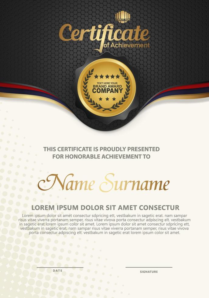 plantilla de certificado con fondo de patrón moderno de textura lujosa y elegante vector