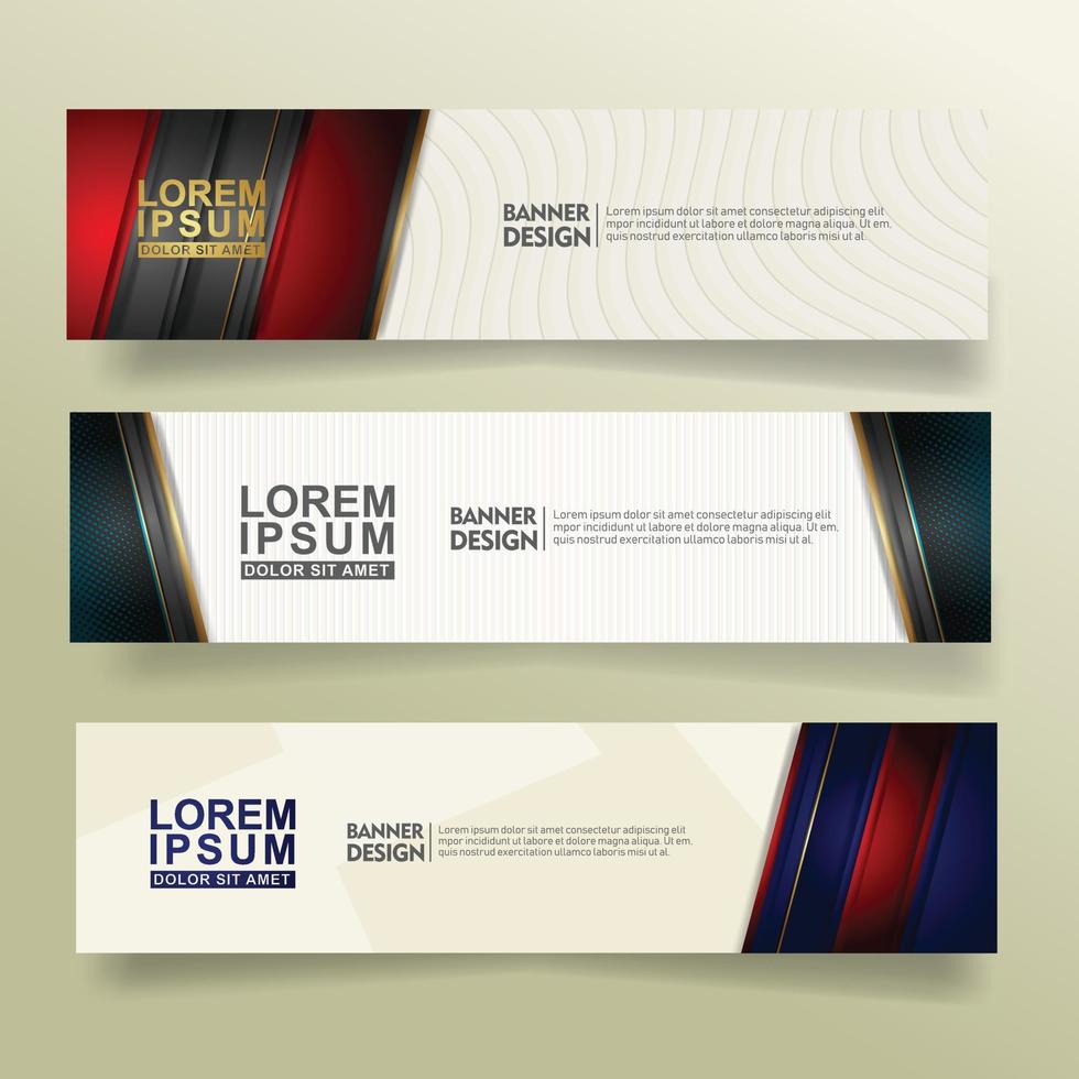 set abstract banner template design with luxury and elegant lines shape ornate on modern pattern background vector