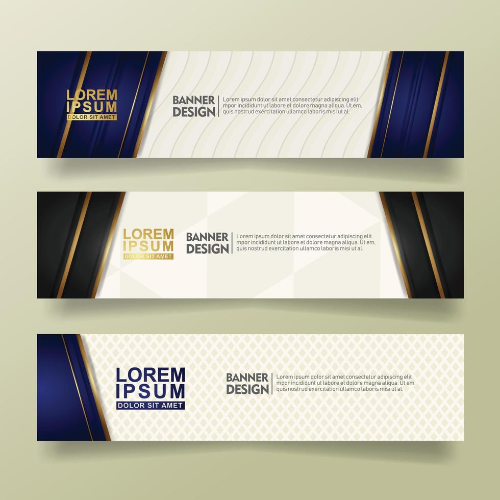 set abstract banner template design with luxury and elegant lines shape ornate on modern pattern background vector