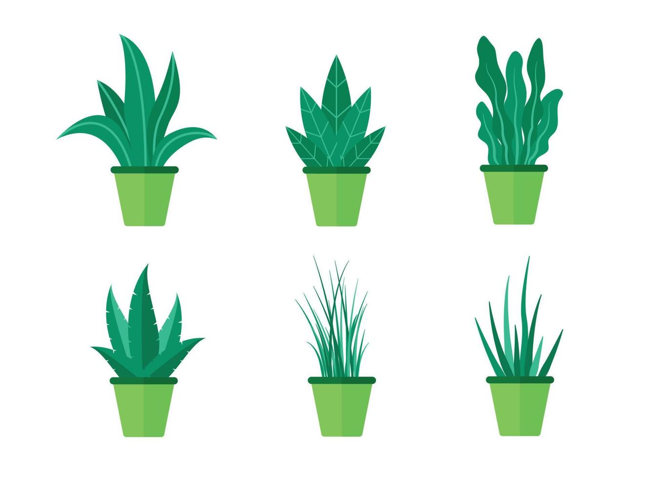 Decorative green plant pot illustration collection vector