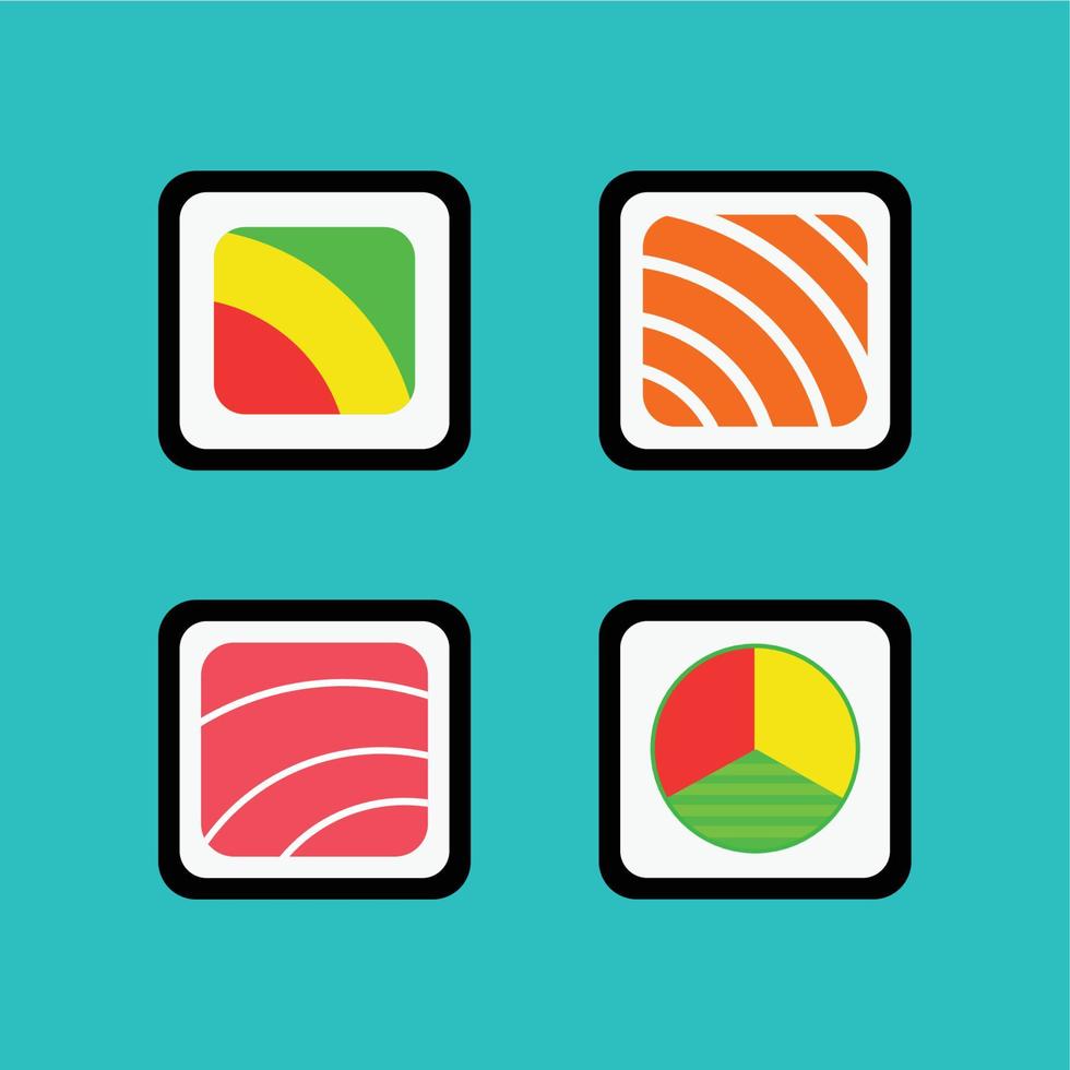 ilustración de colección de comida de variedad de sushi vector