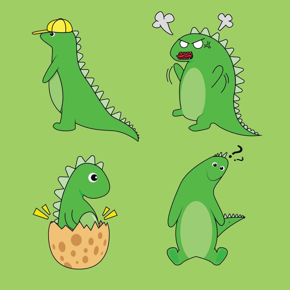 Historieta Linda Del Dinosaurio Ilustración del Vector - Ilustración de  verde, lagarto: 33230511