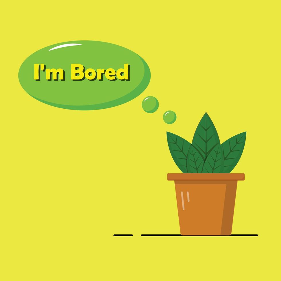 Plant pot illustration with bored writing vector