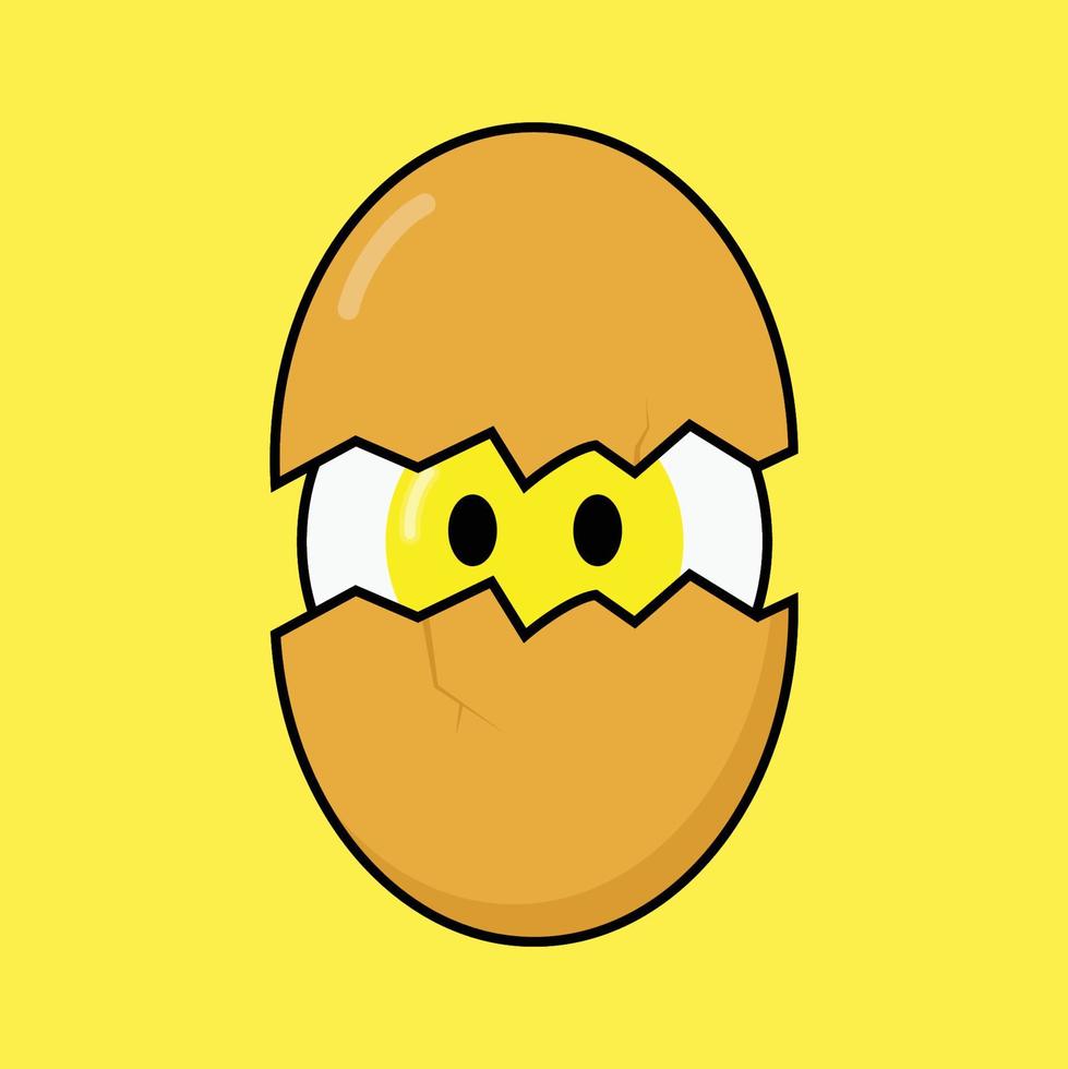 Cute cracked egg mascot illustration vector