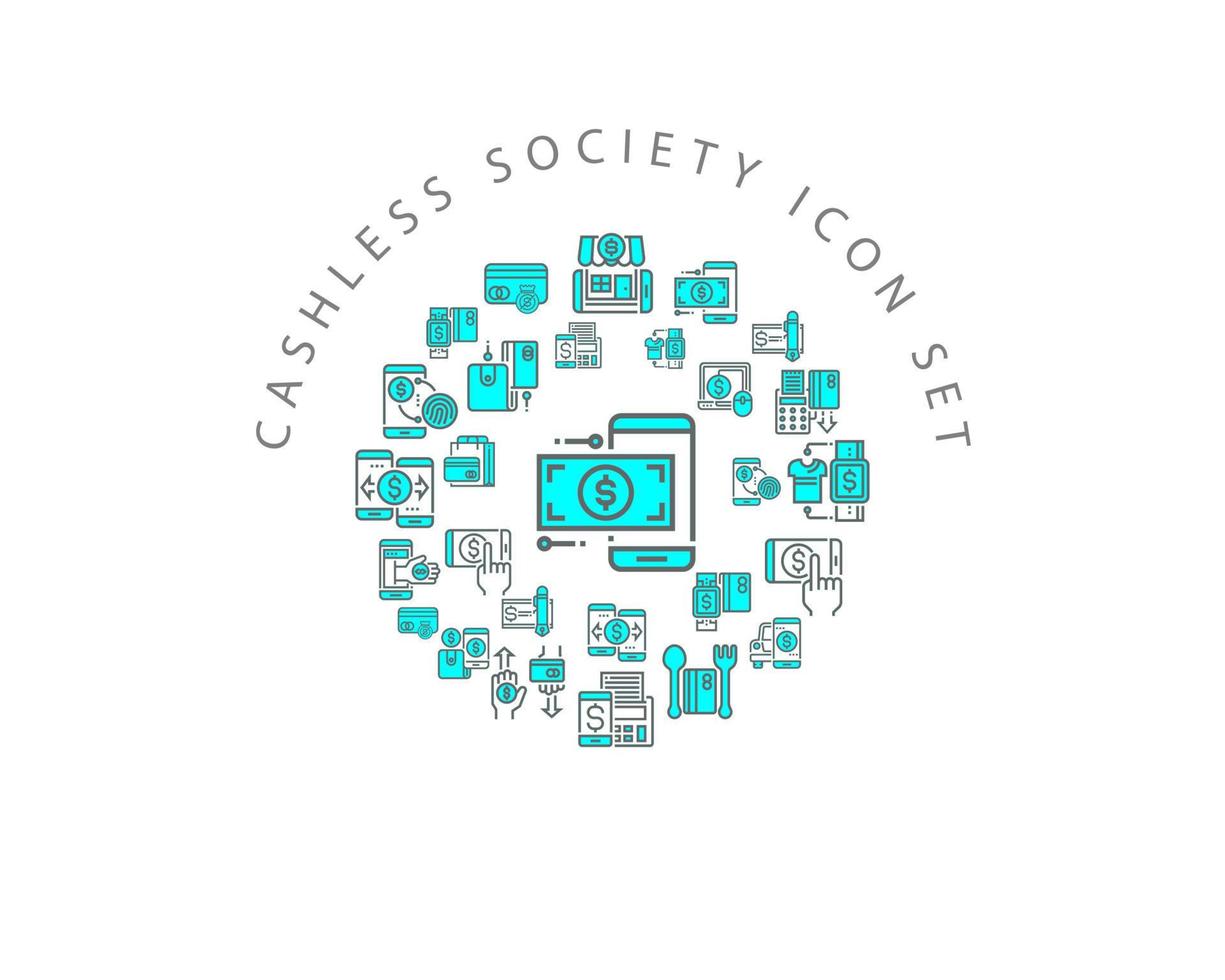 Cashless society icon set design on white background vector
