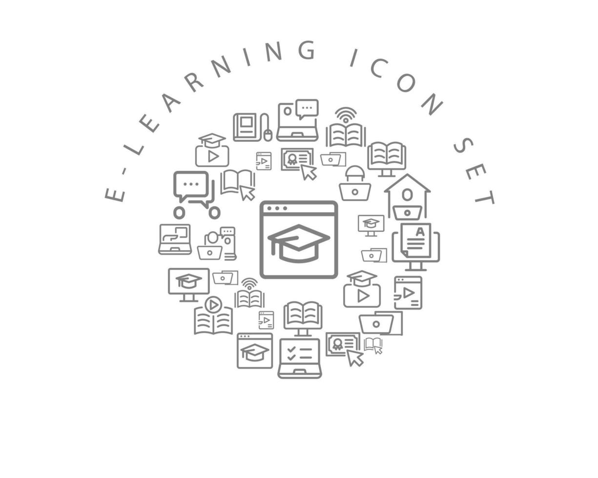 E-learning icon set design on white background. vector