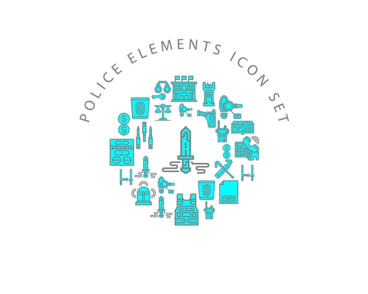 Police Elements icon set design on white background. vector