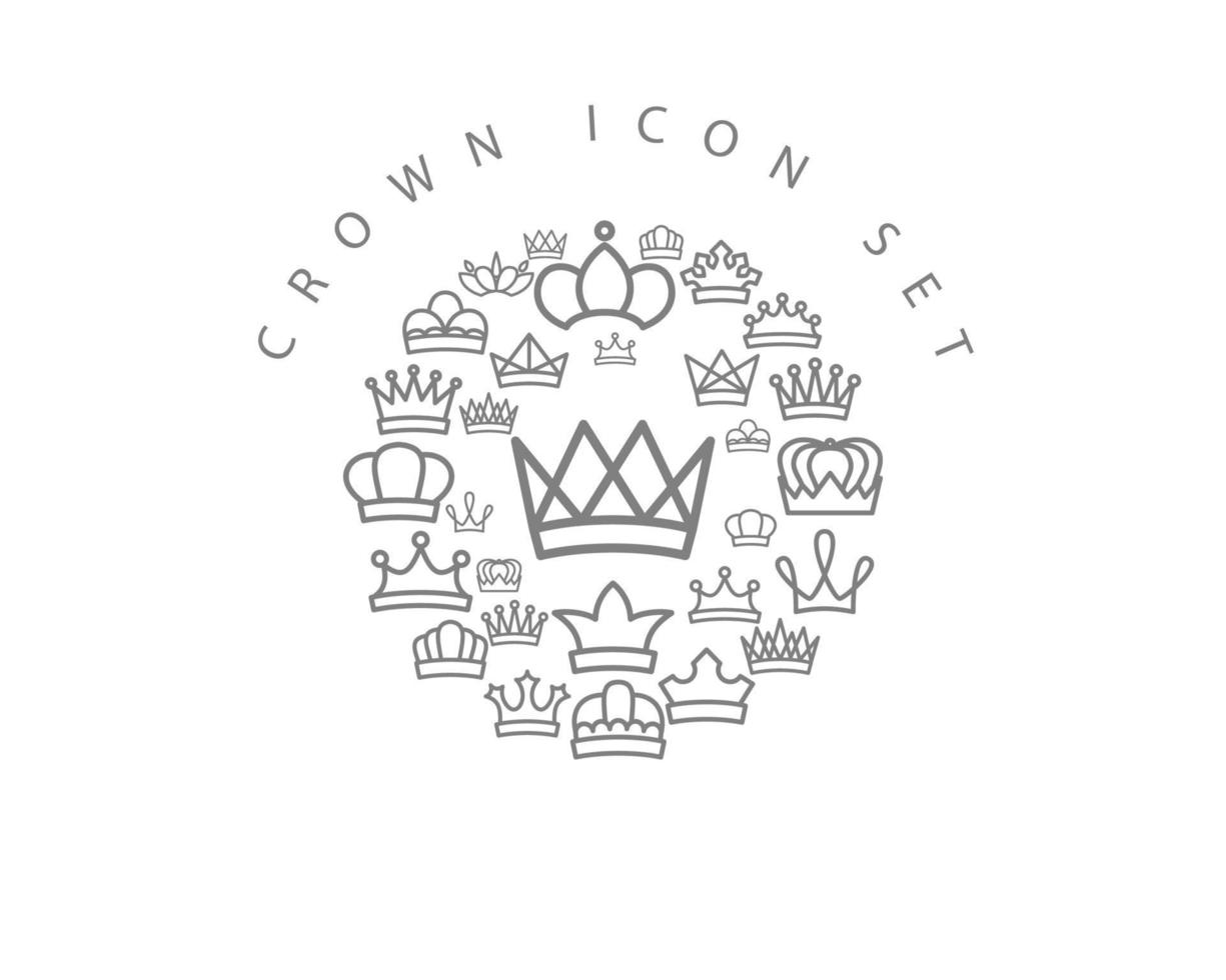 Crown icon set design on white background. vector