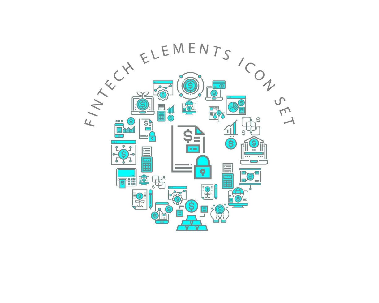 Fintech elements icon set design on white background vector