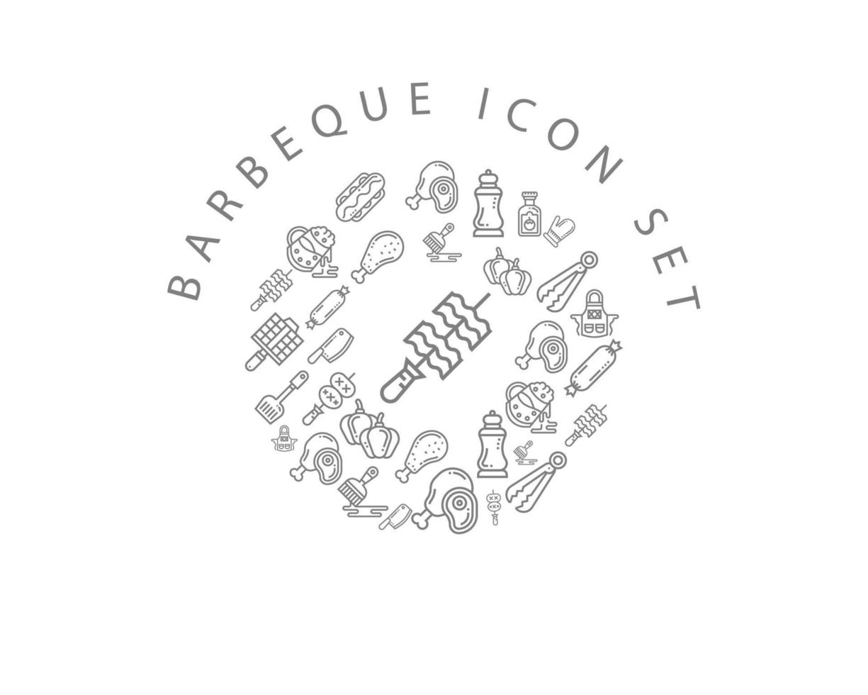 Barbeque icon set design on white background. vector