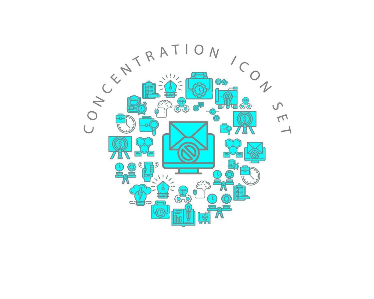 Concentration icon set design on white background. vector