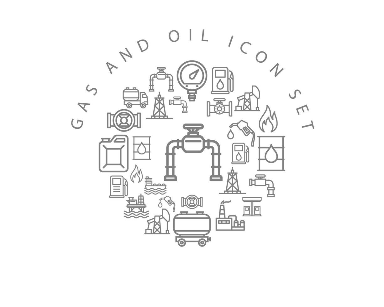 Gas and oil icon set design on white background. vector