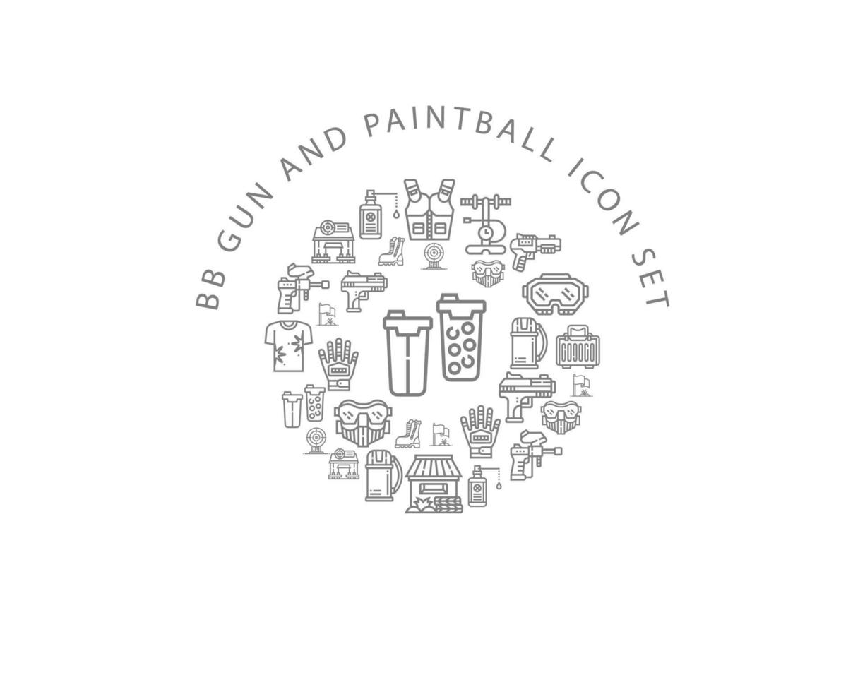 BB gun and paintball icon set on white background. vector