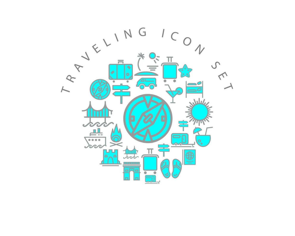 Traveling icon set design on white background. vector