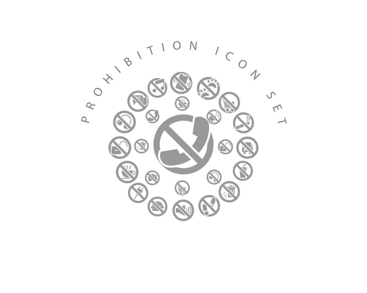 Prohibition icon set design on white background. vector